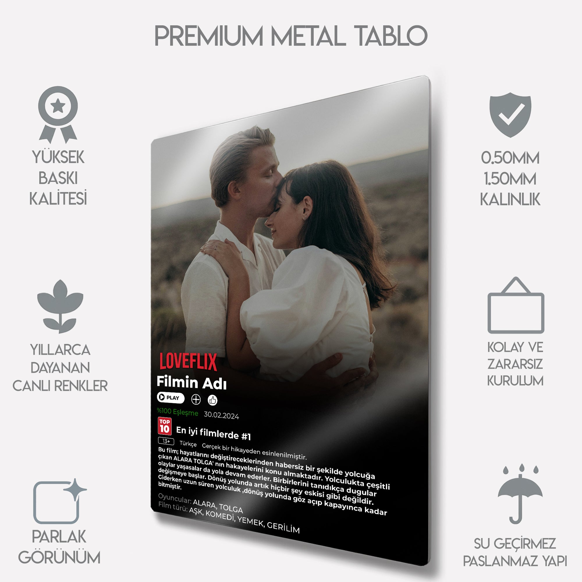 Kişiye Özel Loveflix Film Afişi - Metal Tablo