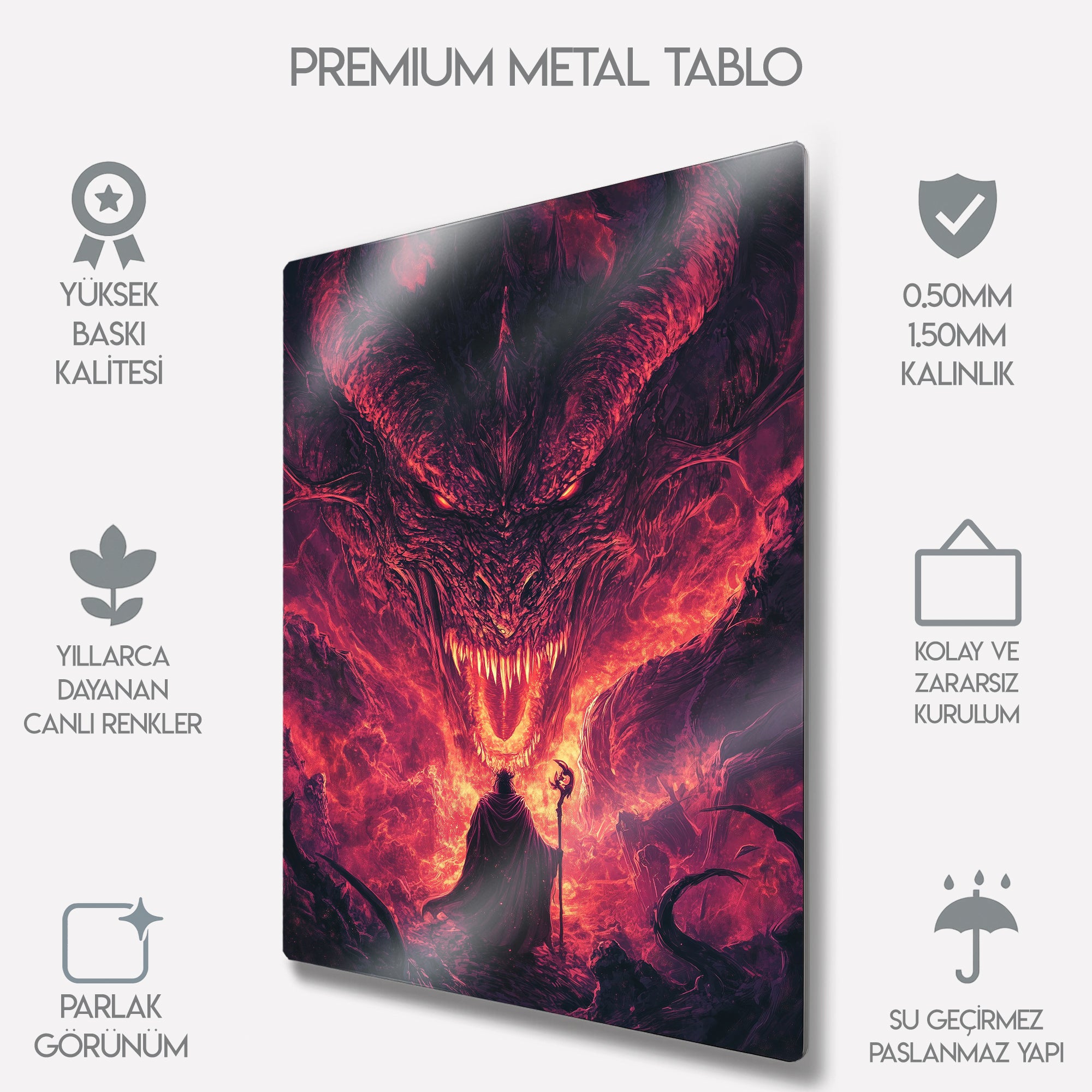 Diablo Ateş Ejderha Tasarım - Metal Tablo