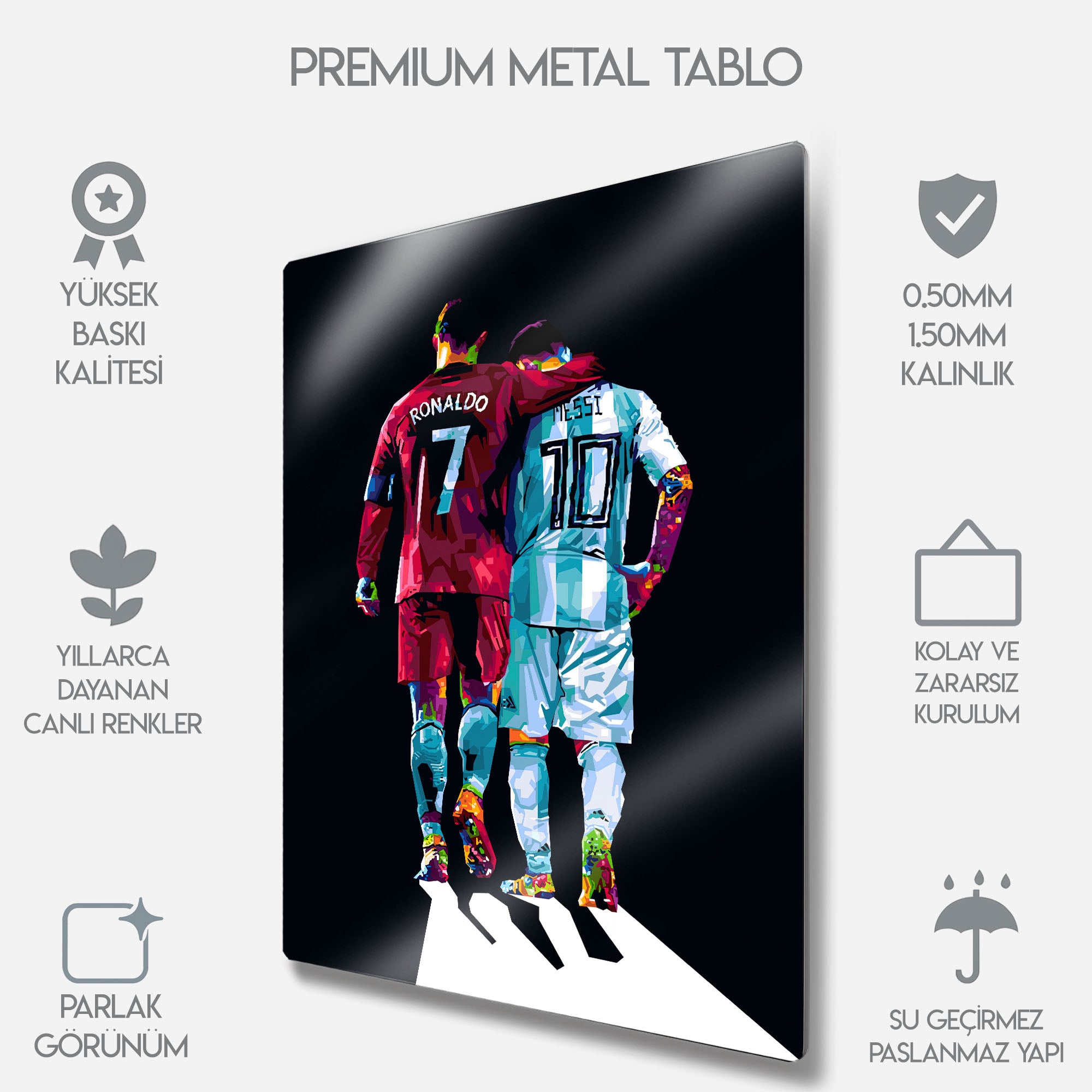 Cristiano Ronaldo ve Lionel Messi - Metal Tablo