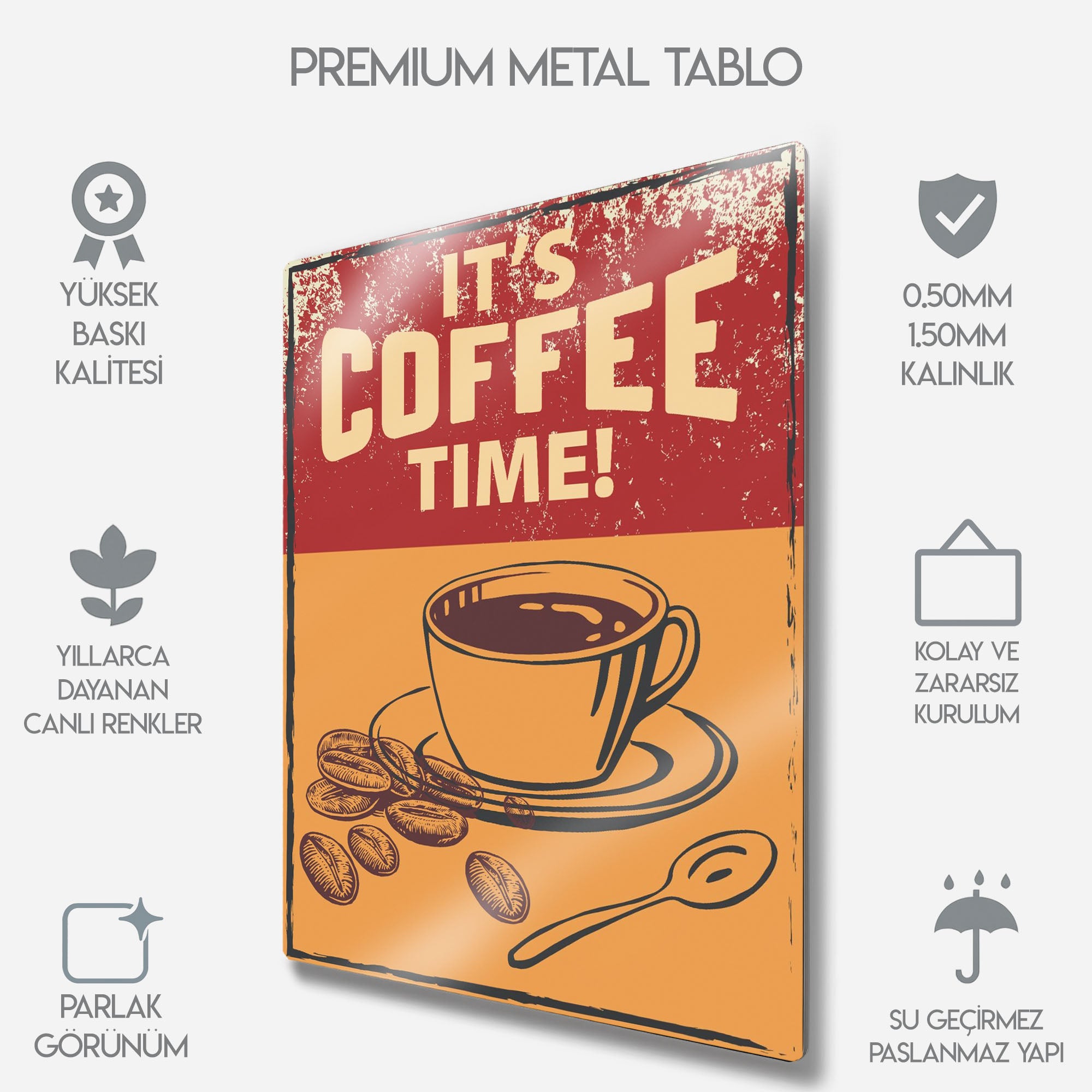 It's Coffee Time Retro - Metal Tablo