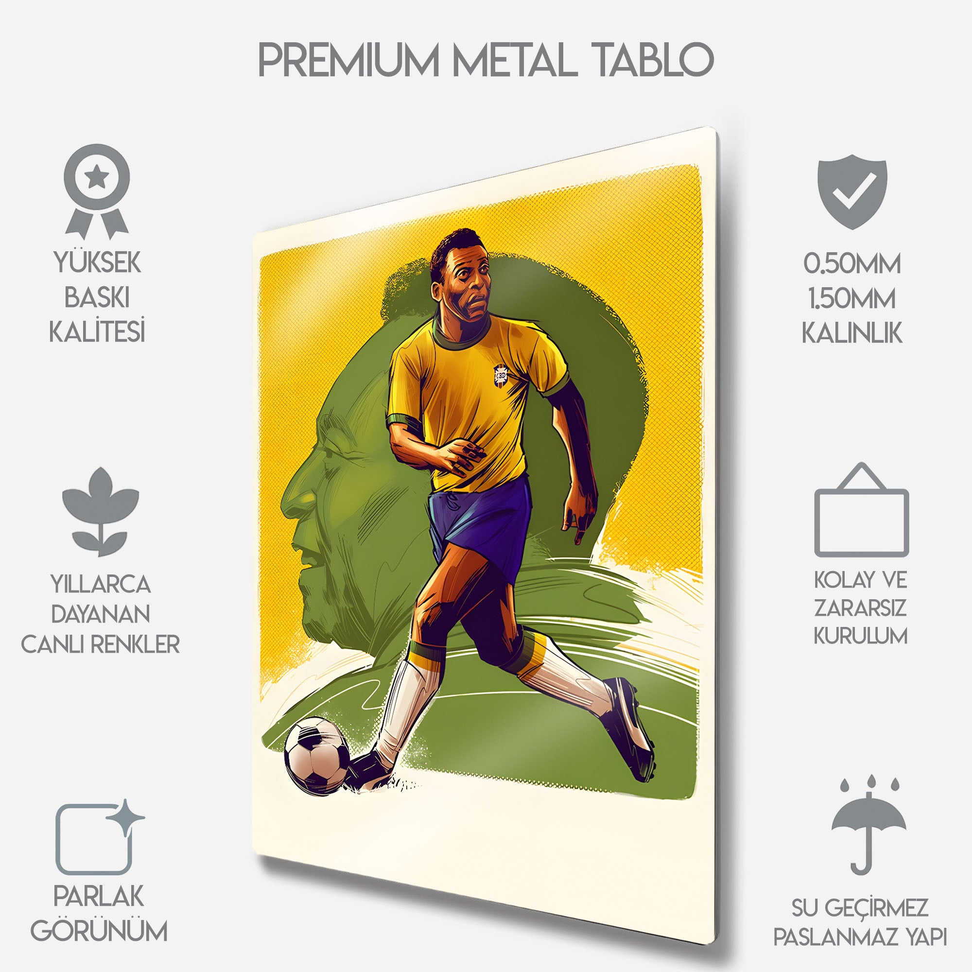 Futbol Efsanesi Pelé - Metal Tablo