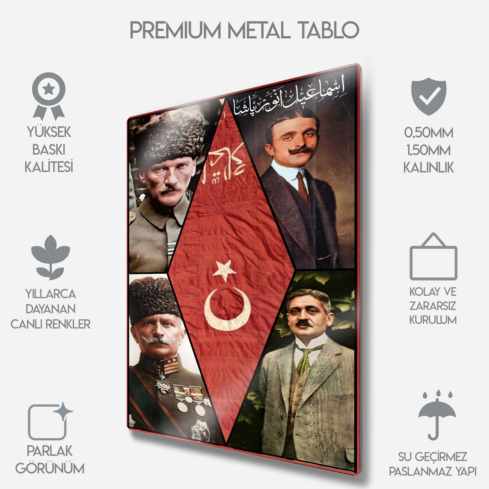 İttihat ve Terakki Liderleri Tarihi Kolaj - Metal Tablo