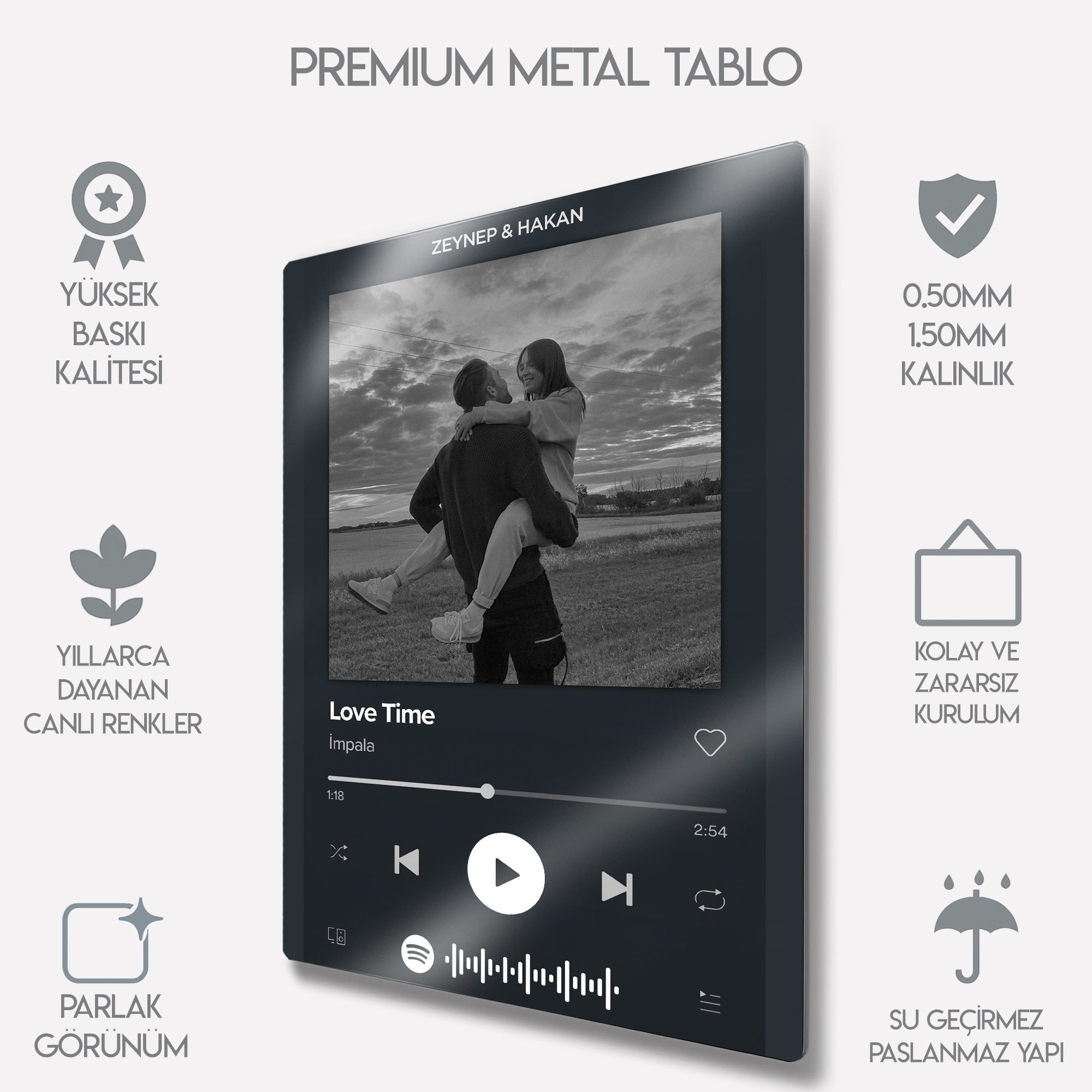 Kişiye Özel Müzik Şarkı Kapağı - Metal Tablo
