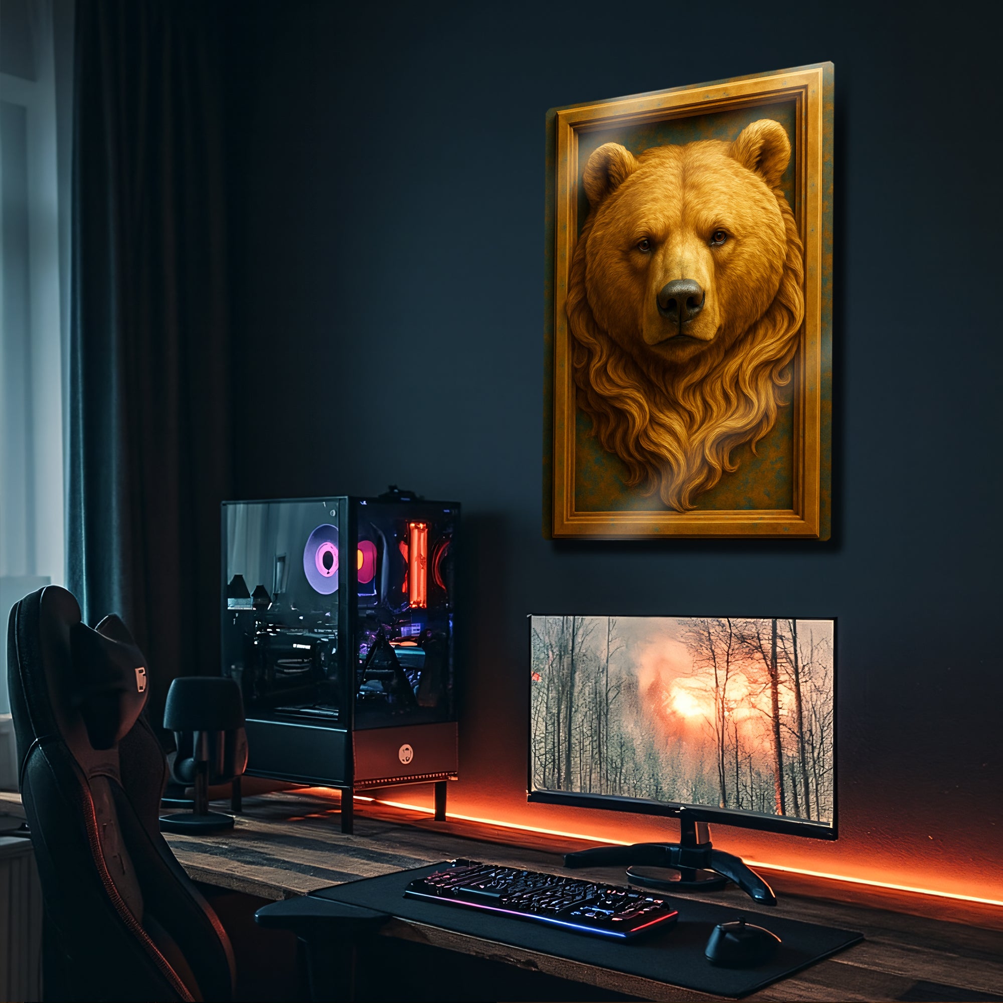 Ayı Başı 3D Kabartma - Metal Tablo