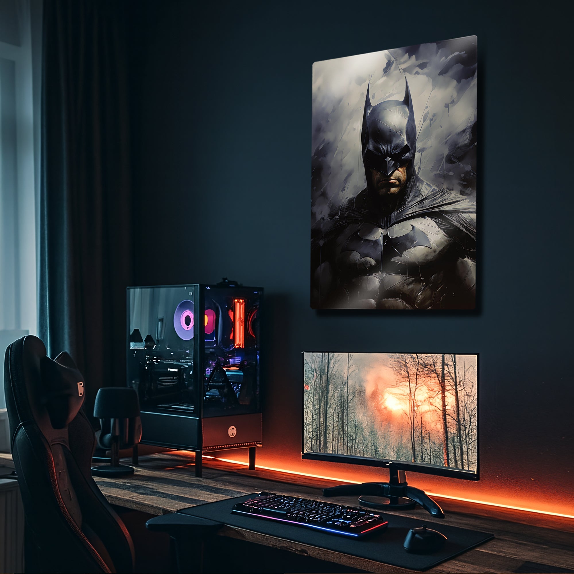 Batman Figürü Siyah Beyaz - Metal Tablo