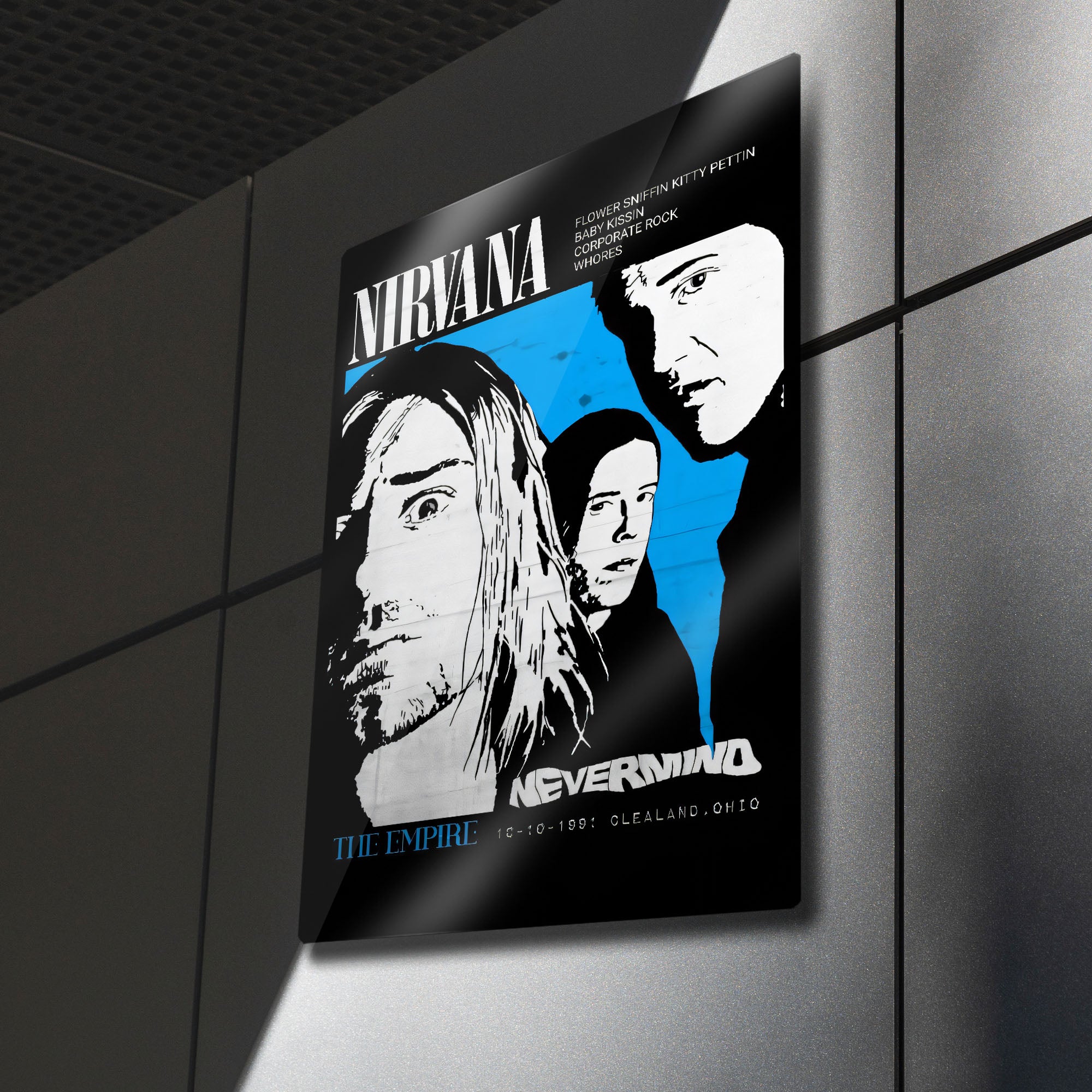 Nirvana 1991 Konser Afişi - Metal Tablo – Dekorhane
