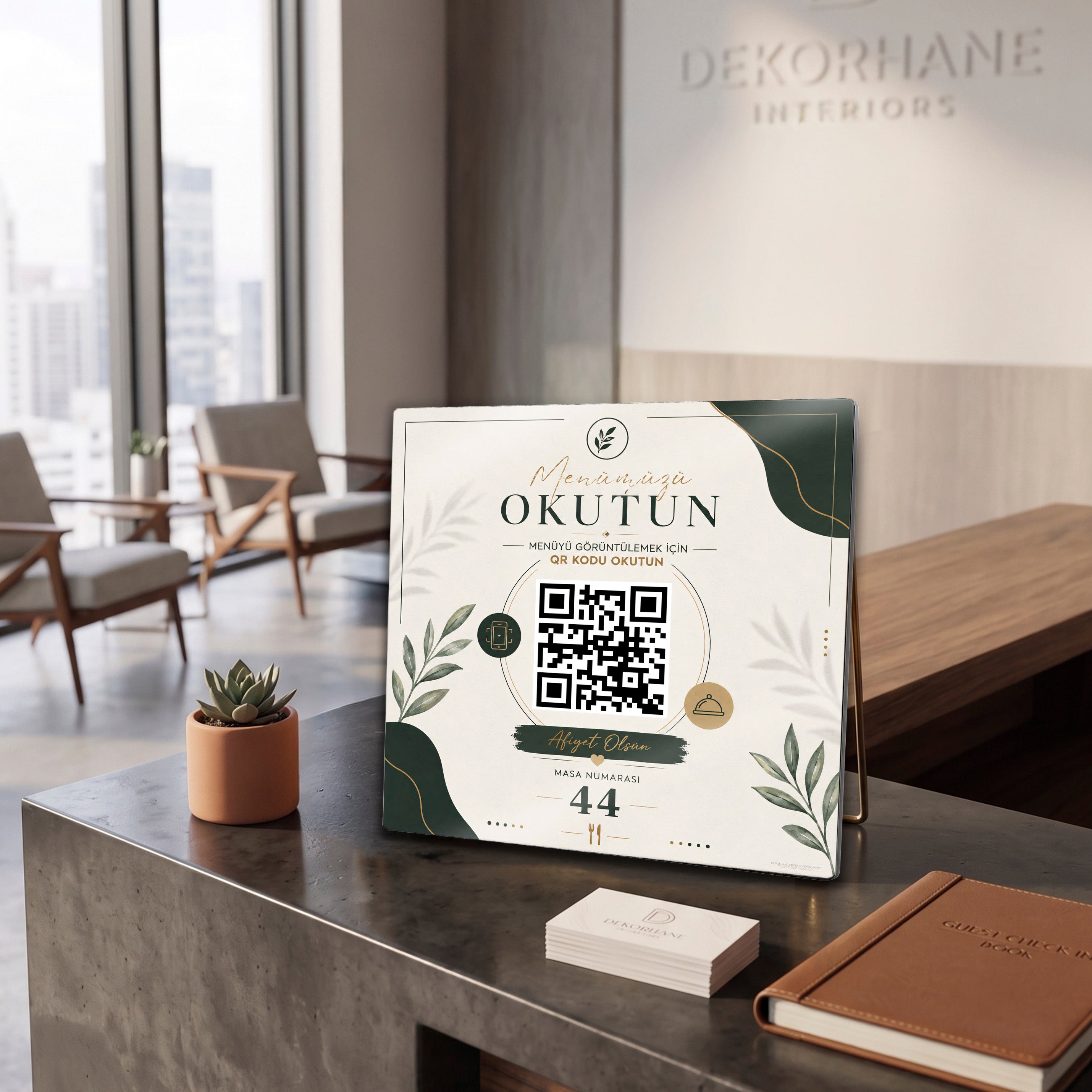 Metal QR Menü ve Masa Numarası Levhası – Dijital Restoran Menü Standı