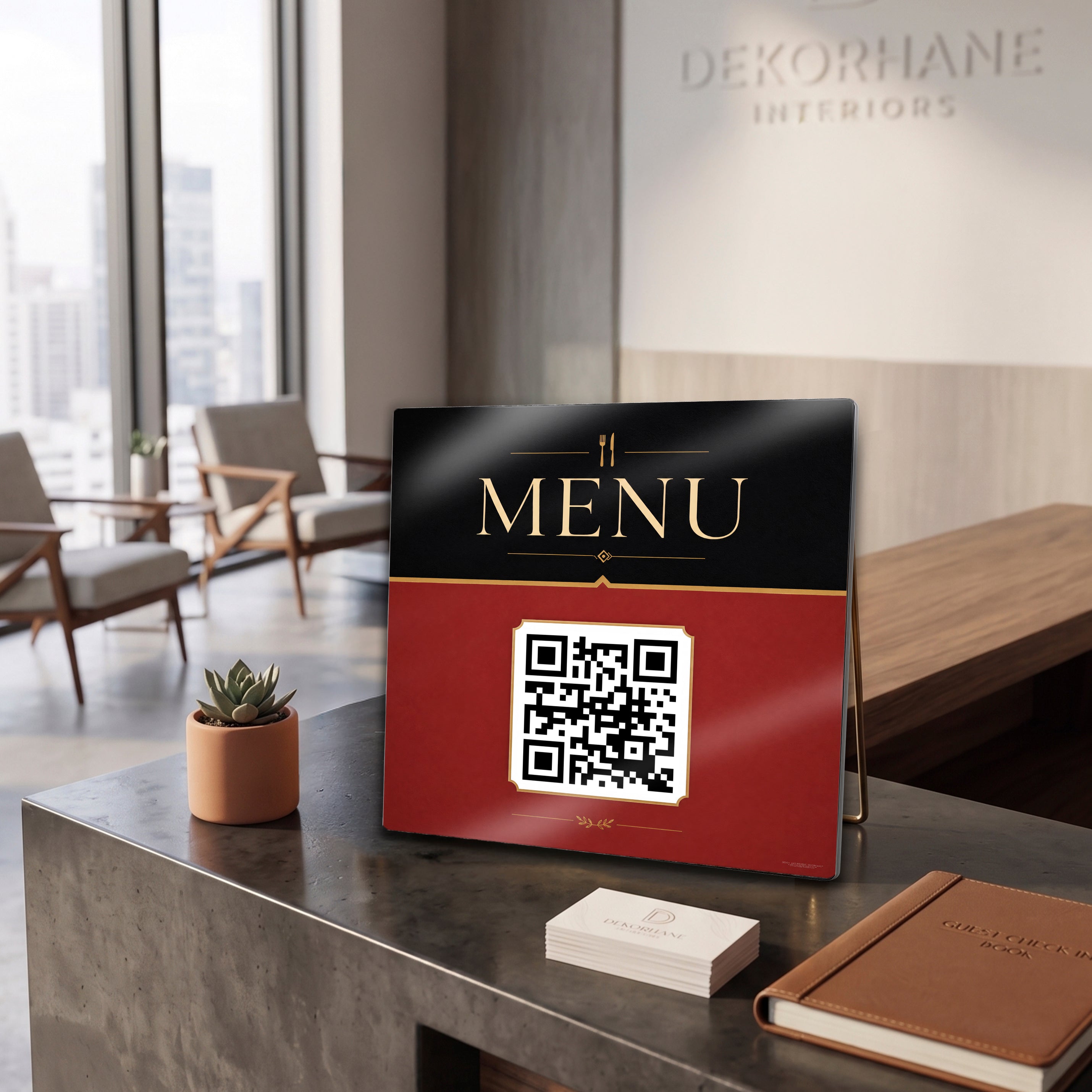 Metal QR Kodlu Menü Levhası – Kafe ve Restoran Kare Menu