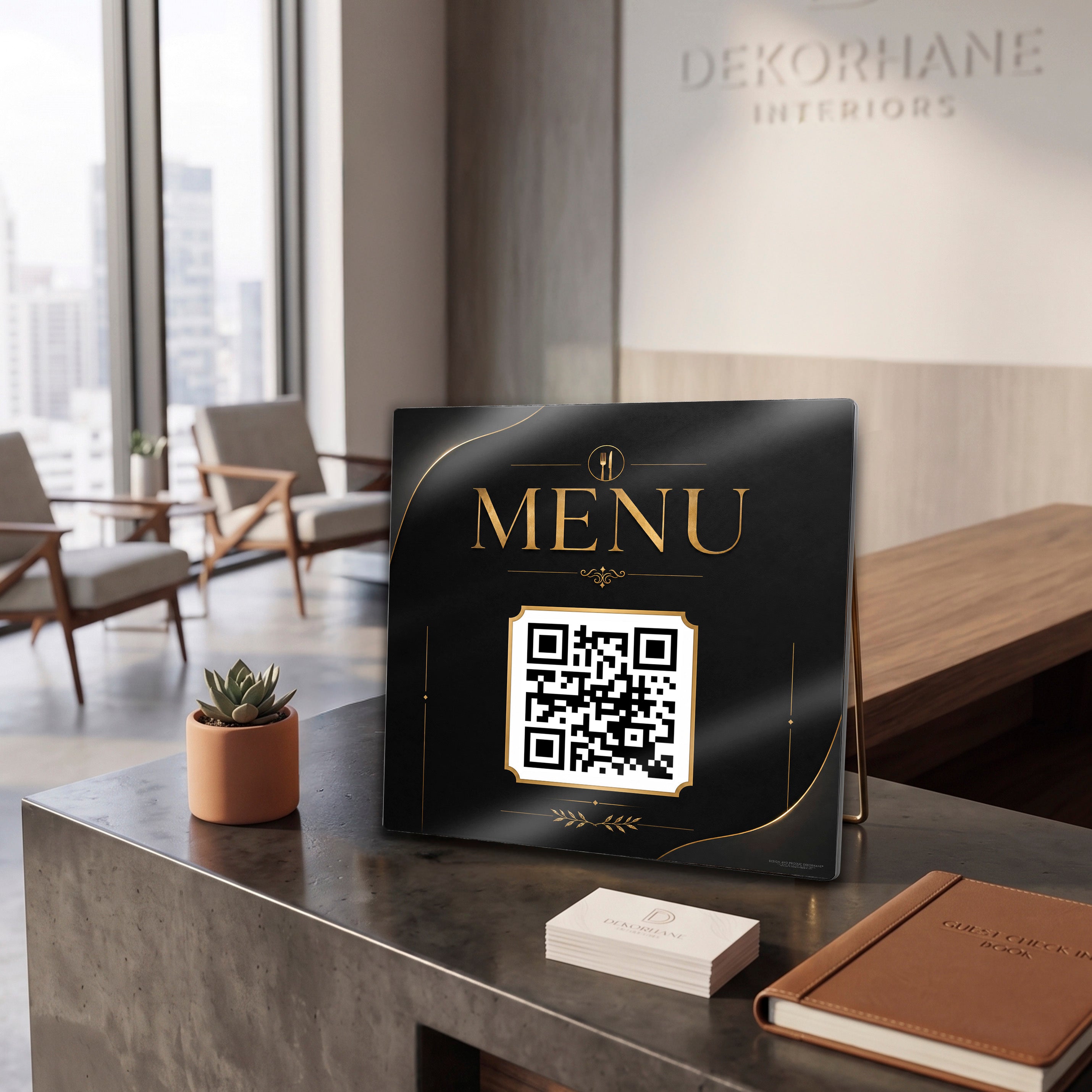 Kare Metal QR Menü Levhası – Restoran ve Kafe Dijital Menü Tabelası