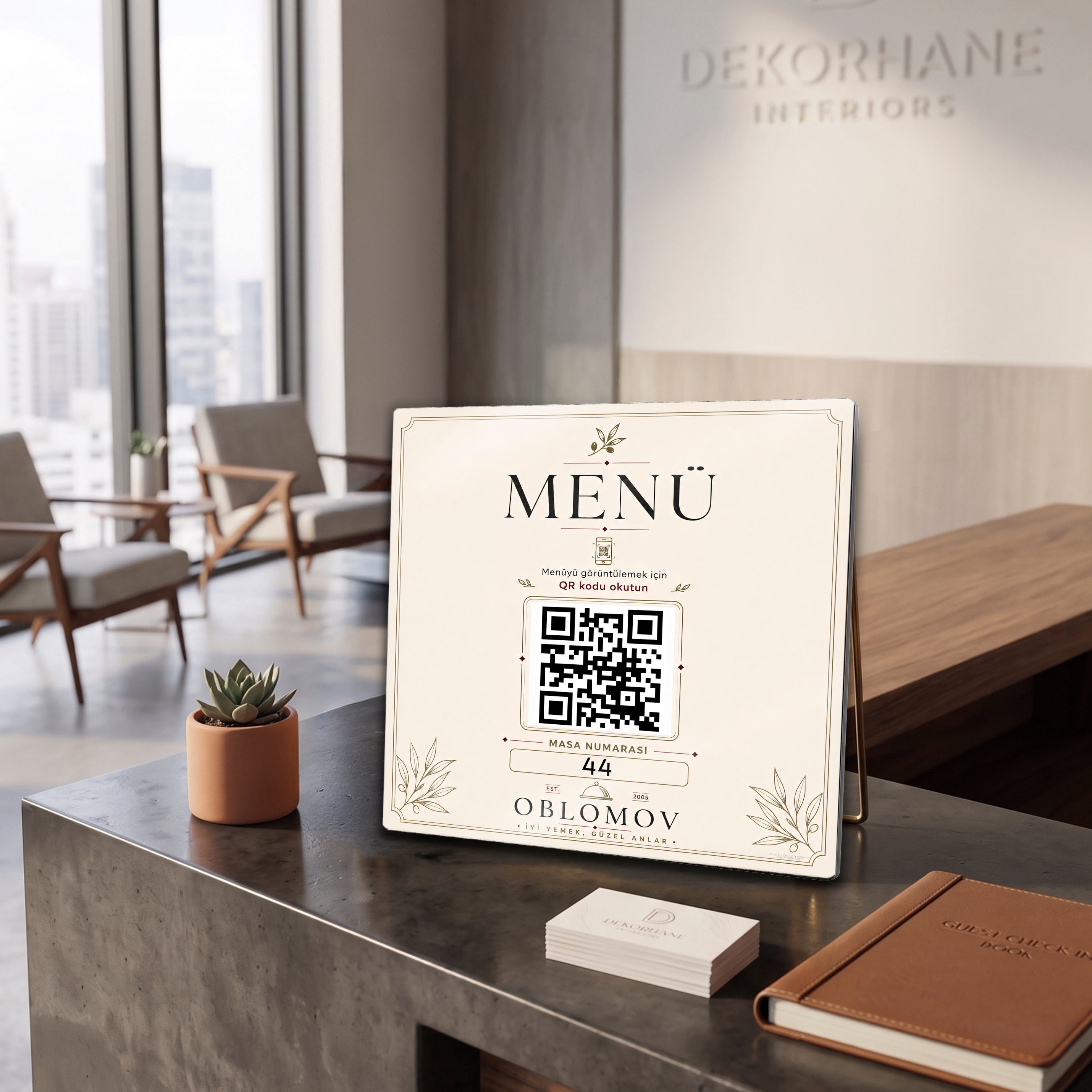 Metal QR Menü ve Masa Numarası Levhası – Kafe Restoran Menü