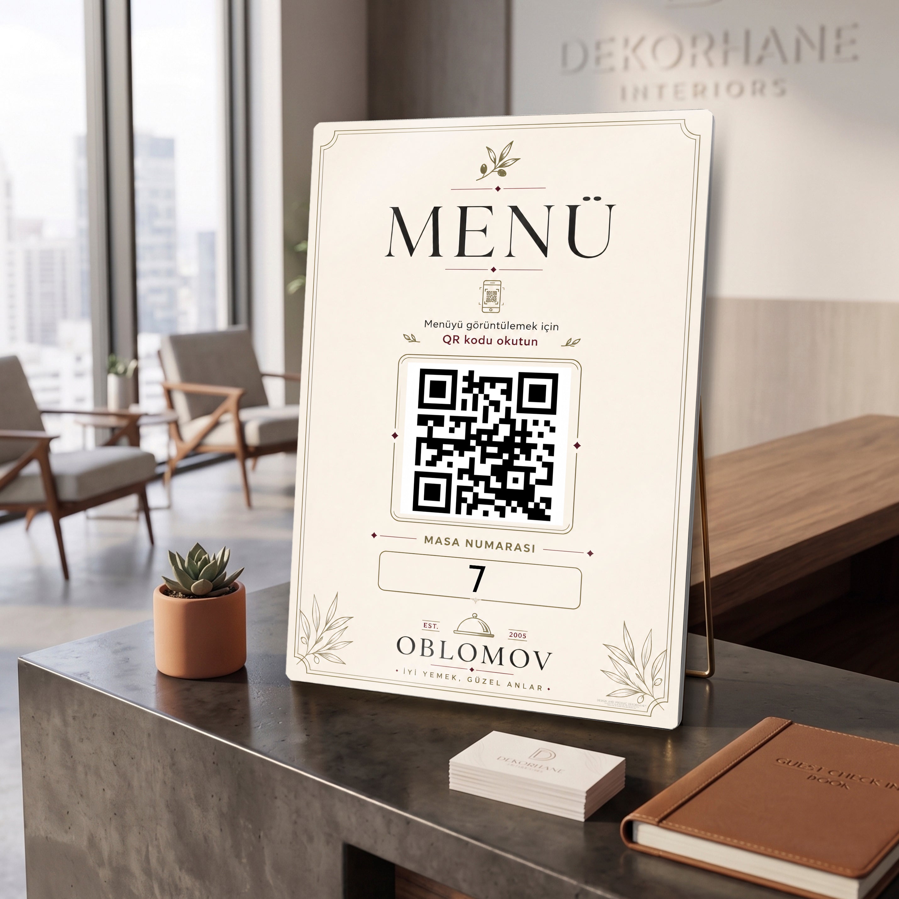 QR Menü ve Masa Numarası Levhası – Kafe Restoran Metal Baskı