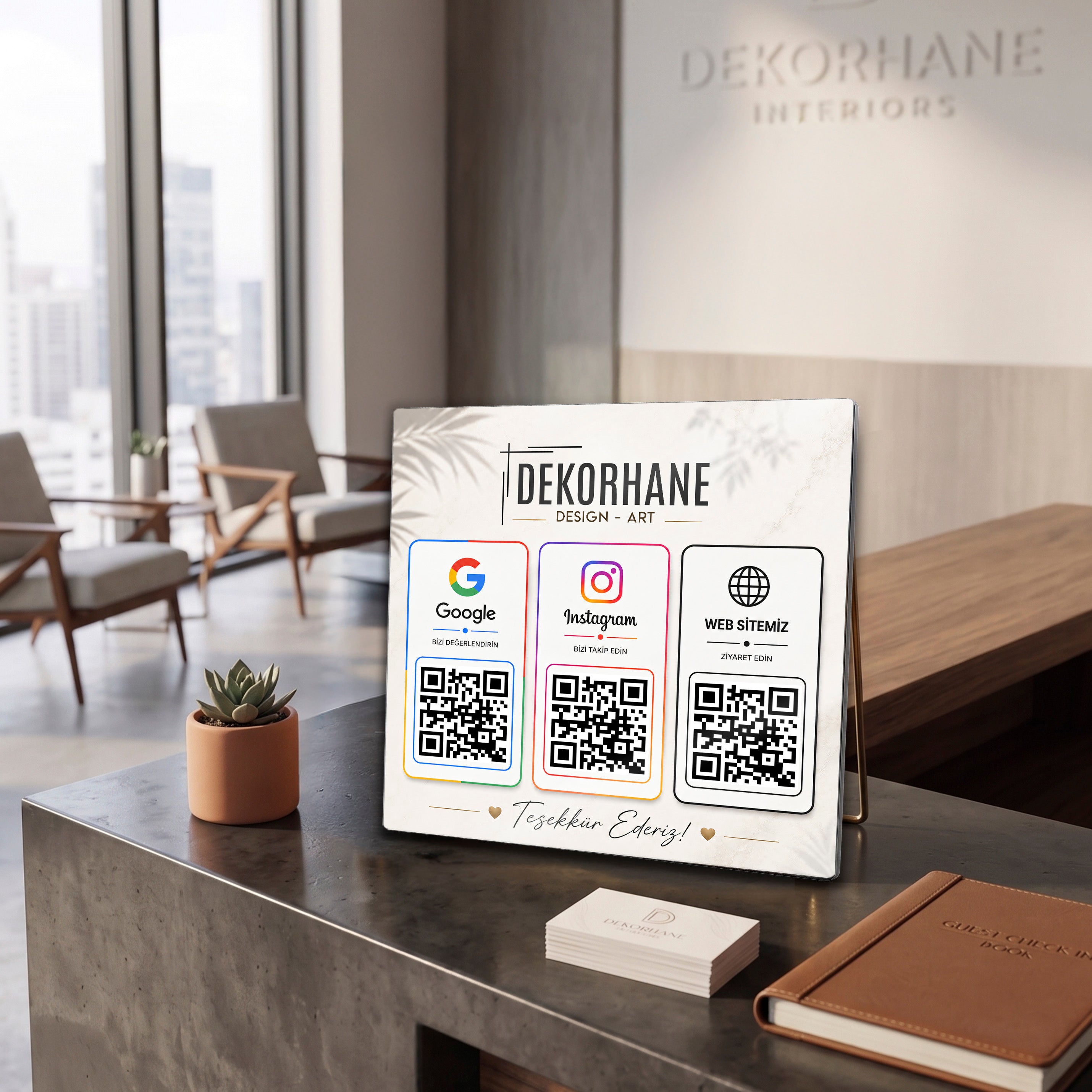 Metal QR Kod Levhası – Google Yorum, Instagram ve Web Sitesi Karekod İşletme Standı