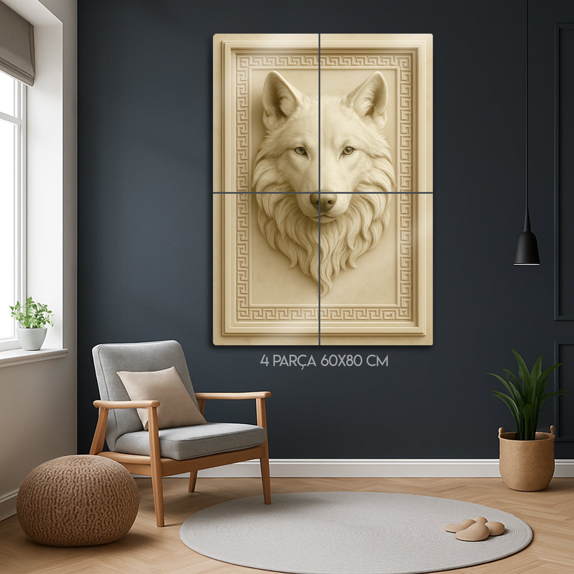 3D Kurt Kabartmalı Modern Dekor - Metal Tablo – Dekorhane