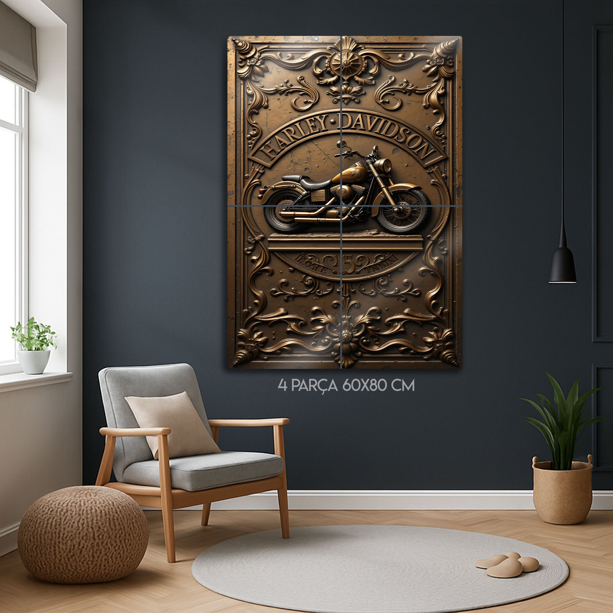 Harley Retro Motosiklet Tasarım Vintage - Metal Tablo – Dekorhane
