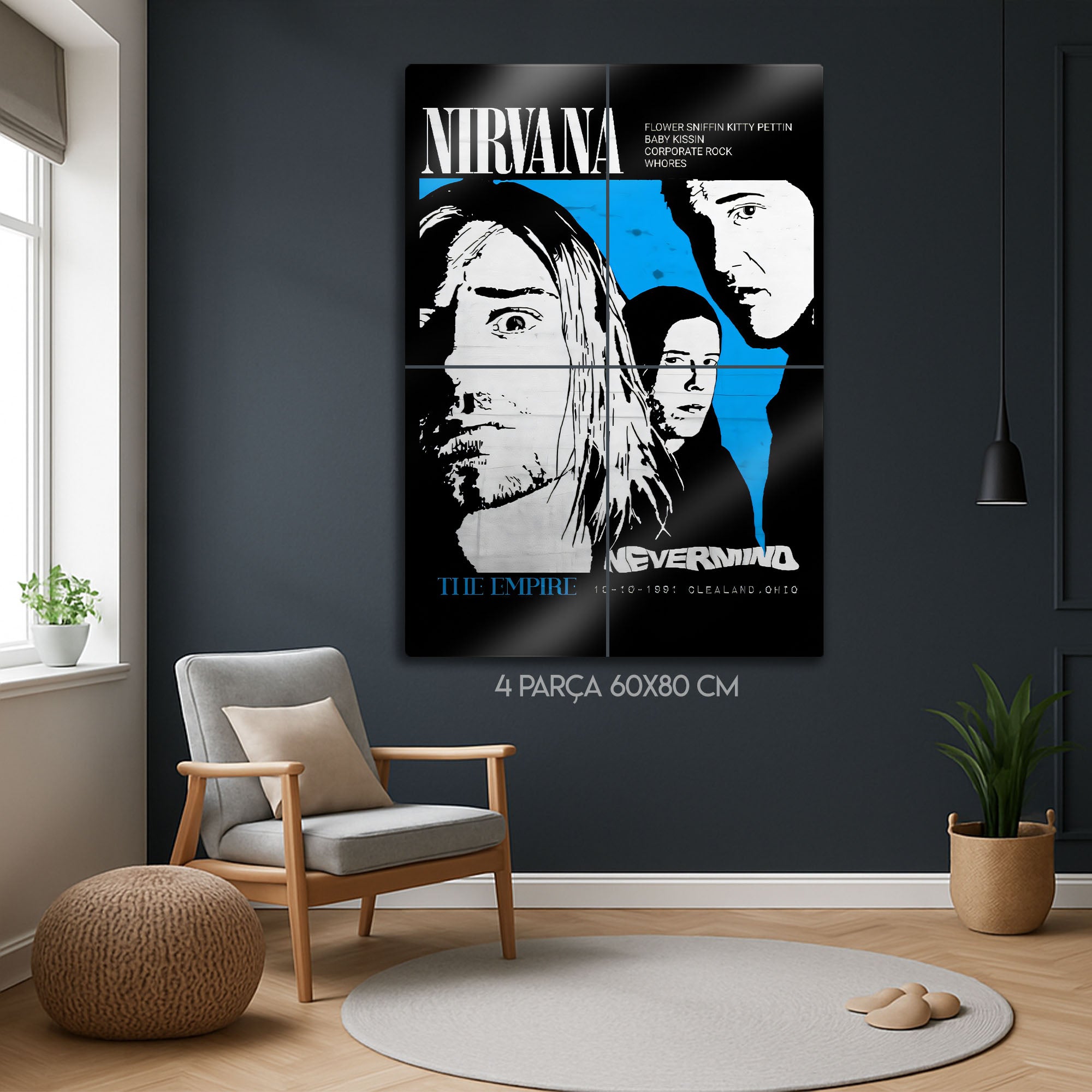 Nirvana 1991 Konser Afişi - Metal Tablo – Dekorhane