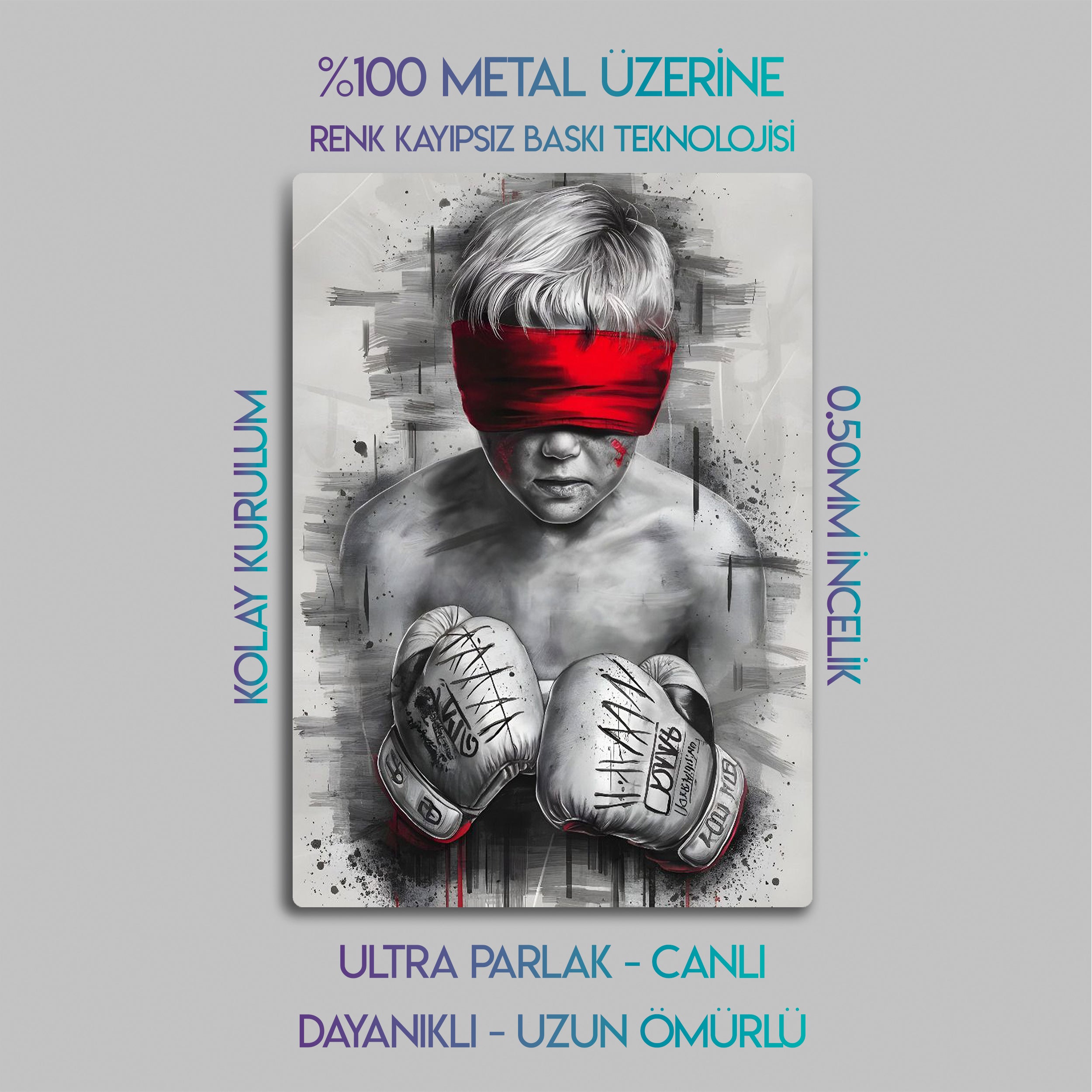 Dövüşçü Çocuk, Dekoratif - Metal Tablo
