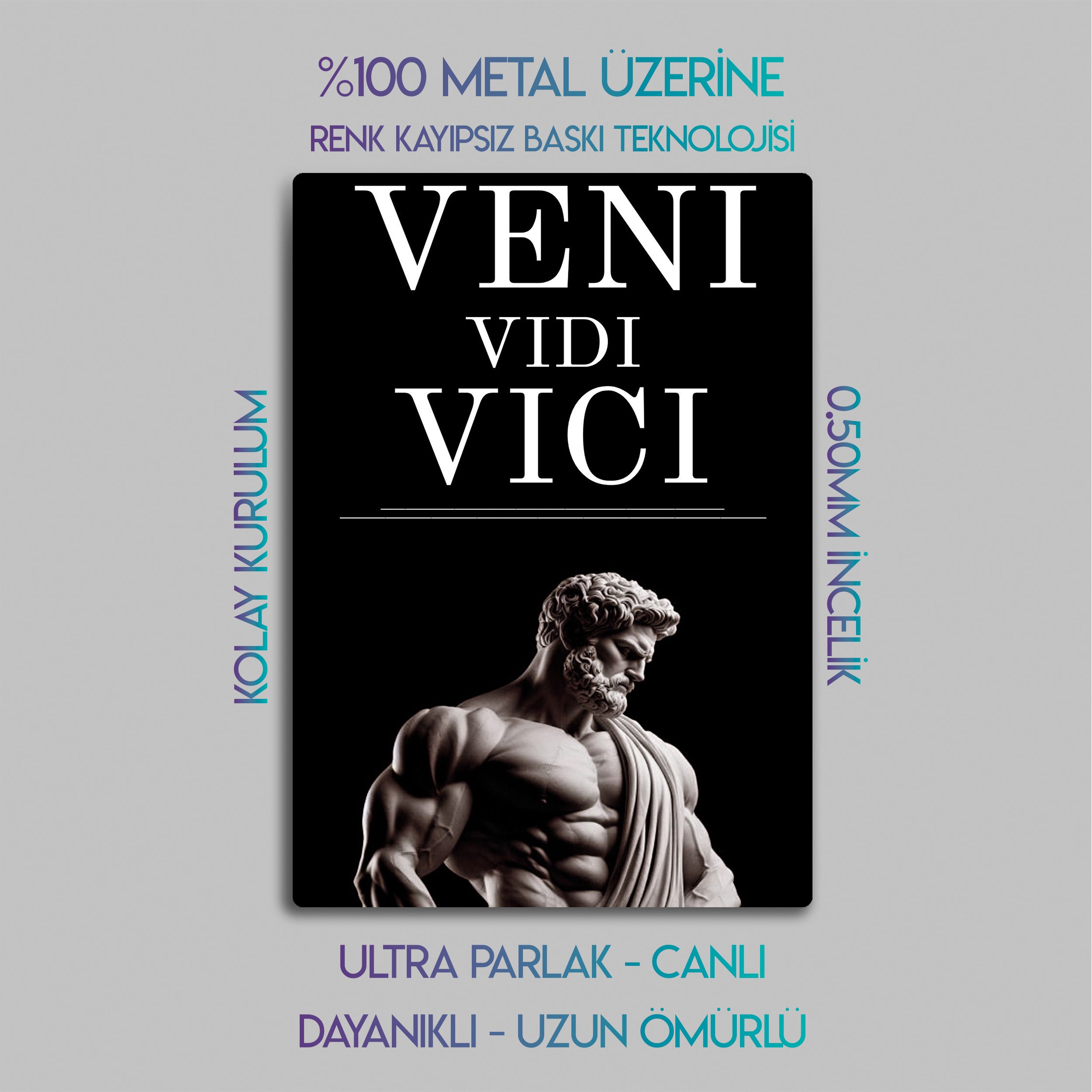 Veni Vidi Vici, Fitness Motivasyon Heykel - Metal Tablo